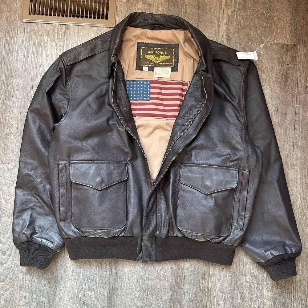 NEW‎ Air Force Landing Leather A2 Bomber Jacket Men Vintage Military USA Size XL